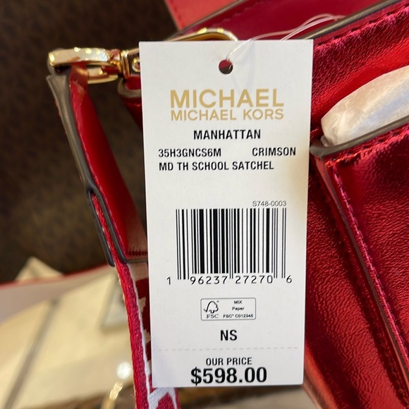 MICHAEL KORS
Manhattan Medium TH SCHOOL Crackled Metallic Leather SATCHEL NWT - Picture 4 of 16